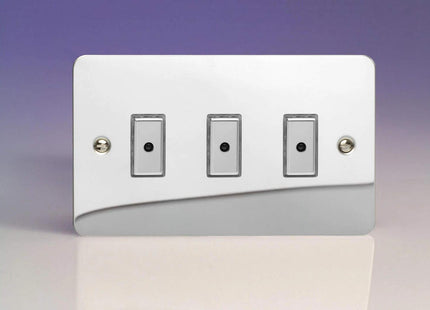 Varilight 3-Gang 1-Way Remote/Tactile Touch Control Master LED Dimmer Light Switch 3 x 0-100W (Max 10 LEDs) Polished Chrome JFCE103