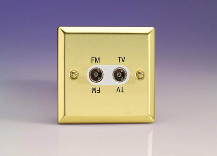 Varilight 2-Gang Diplex Plug Socket, TV/FM Victorian Brass XVTVFMW