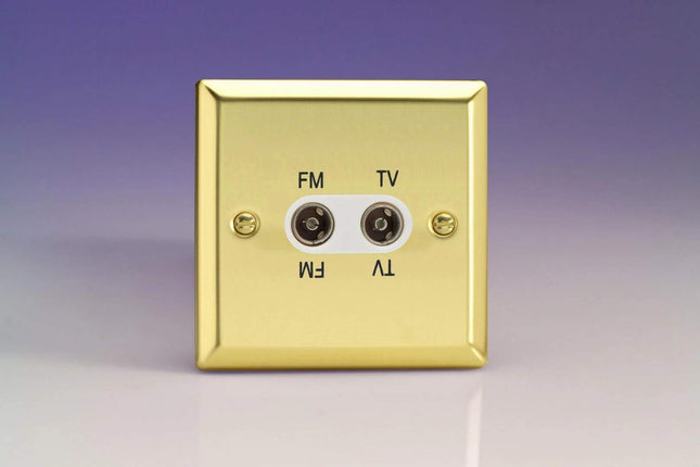 Varilight 2-Gang Diplex Plug Socket, TV/FM Victorian Brass XVTVFMW
