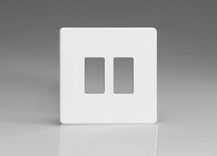 Varilight XDQPGY2S Screwless Premium White 2-Gang Grid Plate (Single Plate)