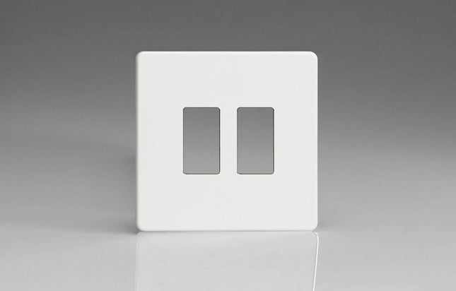 Varilight XDQPGY2S Screwless Premium White 2-Gang Grid Plate (Single Plate)