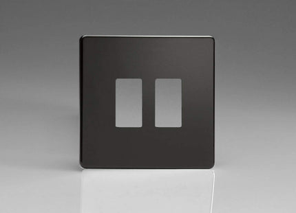 Varilight XDLPGY2S Screwless Premium Black 2-Gang Grid Plate (Single Plate)