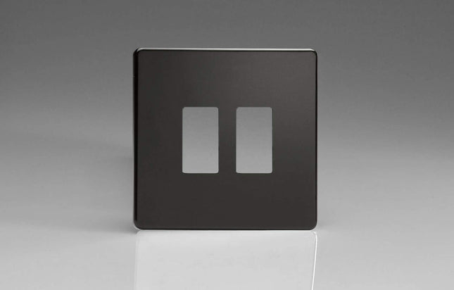 Varilight XDLPGY2S Screwless Premium Black 2-Gang Grid Plate (Single Plate)