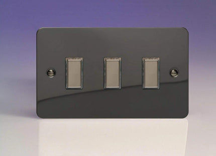 Varilight 3-Gang Tactile Touch Control Dimming Light Switch Slave for use with Eclique2 Master on 2-Way Circuits (Twin Plate) Iridium JFIES003