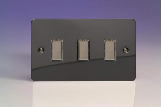 Varilight 3-Gang Tactile Touch Control Dimming Light Switch Slave for use with Eclique2 Master on 2-Way Circuits (Twin Plate) Iridium JFIES003