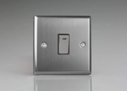 Varilight XT20ND Classic Brushed Steel 1-Gang 20A Double Pole Switch + Neon Indicator
