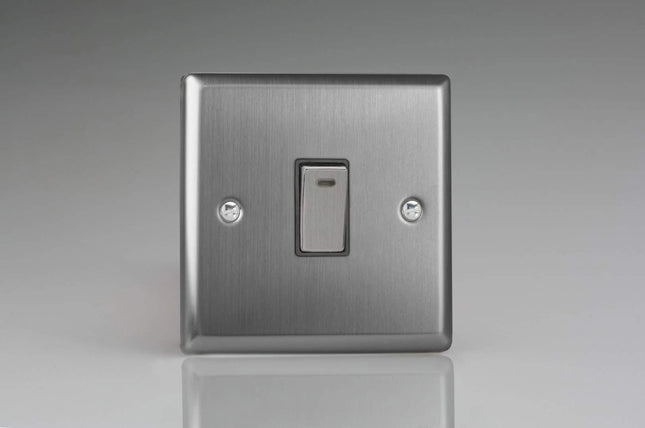 Varilight XT20ND Classic Brushed Steel 1-Gang 20A Double Pole Switch + Neon Indicator