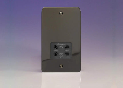 Varilight Ultra Flat Plate Iridium Black Dual Shaver Socket Black Insert XFiSSB