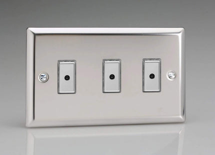 Varilight DIMMER R/TC 3G 1W MR/C  3-Gang 1-Way V-Pro Multi-Point Remote/Tactile Touch Control Master LED Dimmer 3 x 0-100W (1-10 LEDs) (Twin Plate)
