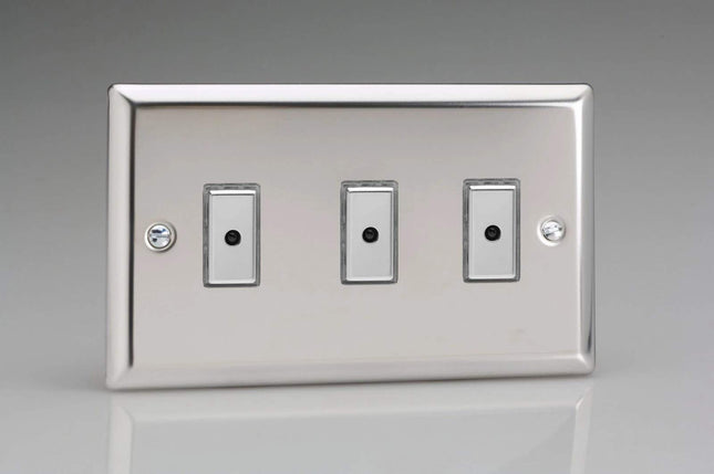 Varilight DIMMER R/TC 3G 1W MR/C  3-Gang 1-Way V-Pro Multi-Point Remote/Tactile Touch Control Master LED Dimmer 3 x 0-100W (1-10 LEDs) (Twin Plate)