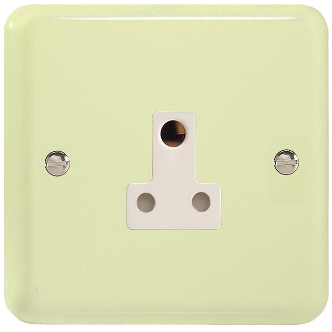 Varilight 1-Gang (Single), 5 Amp Round Pin Socket, Classic Lily White Chocolate XYRP5AW.WC
