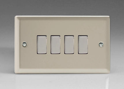 Varilight XN9D Rocker Switches Satin Chrome 4 Gang