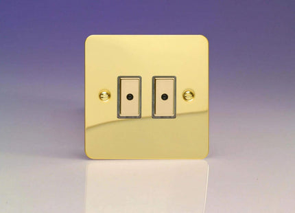 Varilight 2-Gang 1-Way Remote/Tactile Touch Control Master LED Dimmer Light Switch 2 x 0-100W (Max 10 LEDs) Polished Brass JFVE102