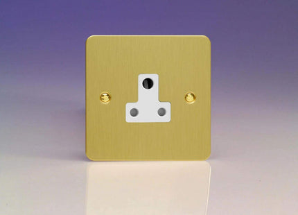 Varilight 1-Gang (Single), 5 Amp Round Pin Socket, Ultra Flat Brushed Brass Effect XFBRP5AW