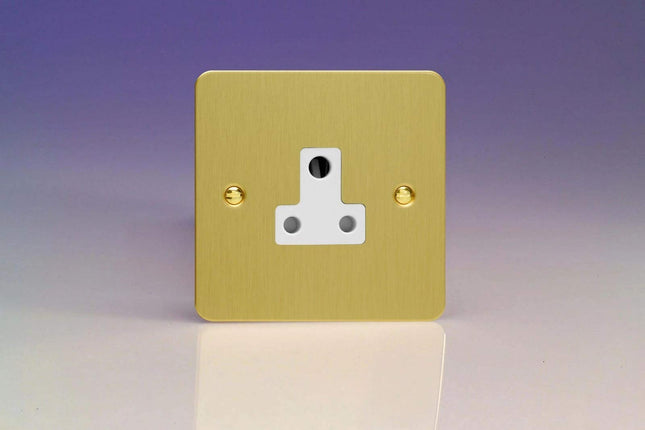 Varilight 1-Gang (Single), 5 Amp Round Pin Socket, Ultra Flat Brushed Brass Effect XFBRP5AW