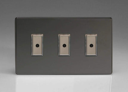 Varilight Eclique 2 3-Gang 1-Way Remote/Tactile Touch Control Master LED Dimmer Light Switch 3 x 0-100W (Max 10 LEDs) Iridium JDIE103S