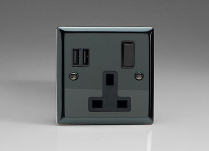 Varilight 1-Gang 13A Switched Socket + 2 5V DC 3400mA USB Charging Port