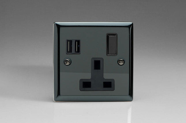 Varilight 1-Gang 13A Switched Socket + 2 5V DC 3400mA USB Charging Port
