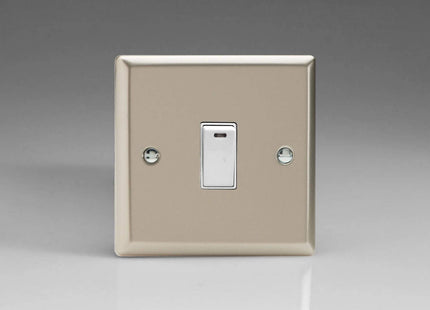 Varilight 1-Gang 20A Double Pole Rocker Light Switch + Neon Indicator Light Satin Chrome XN20NW