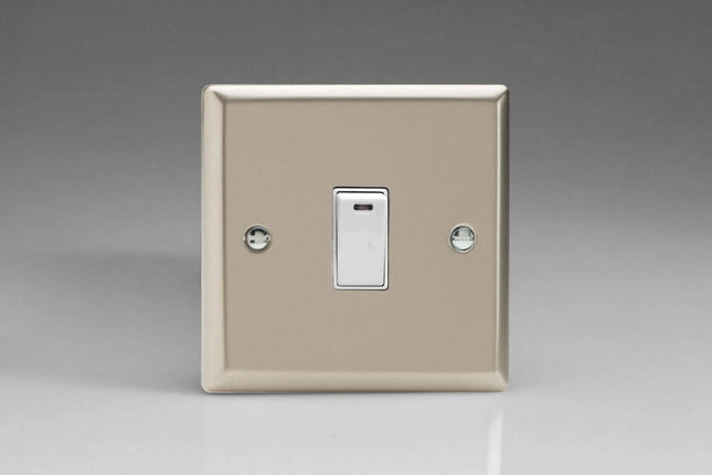 Varilight 1-Gang 20A Double Pole Rocker Light Switch + Neon Indicator Light Satin Chrome XN20NW