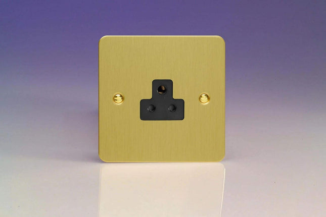 Varilight 1-Gang 2A Round Pin Socket Ultra Flat Brushed Brass XFBRP2AB