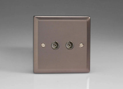 Varilight 2-Gang Co-axial Socket Pewter XR88