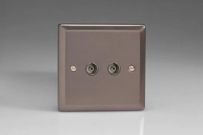Varilight 2-Gang Co-axial Socket Pewter XR88