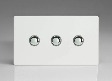 Varilight 3-Gang 6A 1-Way Push-to-Make Momentary Switch (Twin Plate) Premium White XDQM3S
