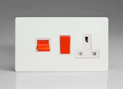Varilight Ice White Cooker Panel with 45A Switch and 13A Switch Socket