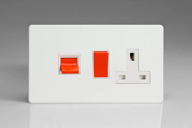 Varilight Ice White Cooker Panel with 45A Switch and 13A Switch Socket