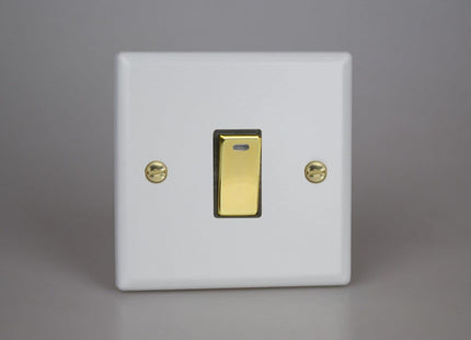 Varilight Vogue Collection Matt White 1-Gang 20 Amp Double Pole Rocker Switch + Neon Indicator Light