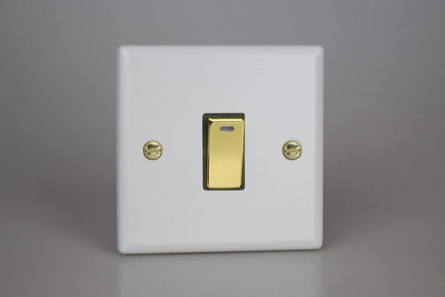 Varilight Vogue Collection Matt White 1-Gang 20 Amp Double Pole Rocker Switch + Neon Indicator Light