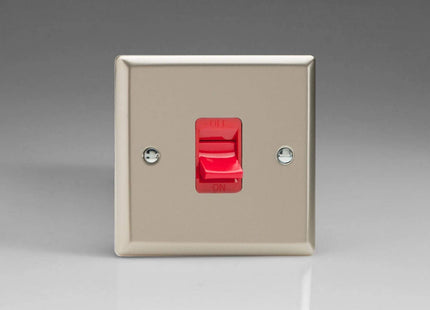 Varilight Classic Satin Chrome Cooker Panel Red Switch 45 Amp XN45SB