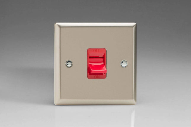 Varilight Classic Satin Chrome Cooker Panel Red Switch 45 Amp XN45SB