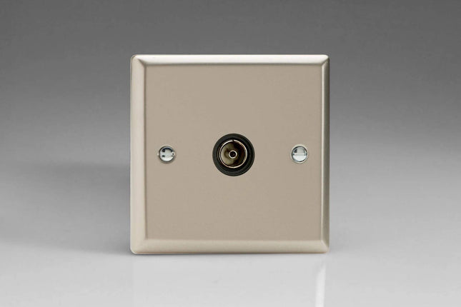 Varilight 1-Gang TV Plug Socket, Isolated Co-axial Satin Chrome XN8ISOB