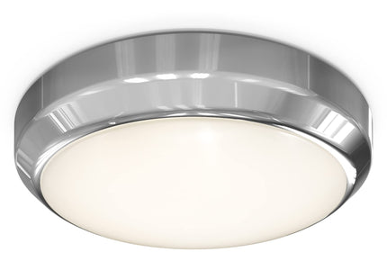 4lite Indoor Or Outdoor Round IP65 Wall/Celling LED Light 13w 1080lm Chrome Bezel Switchable Warm White Cool White