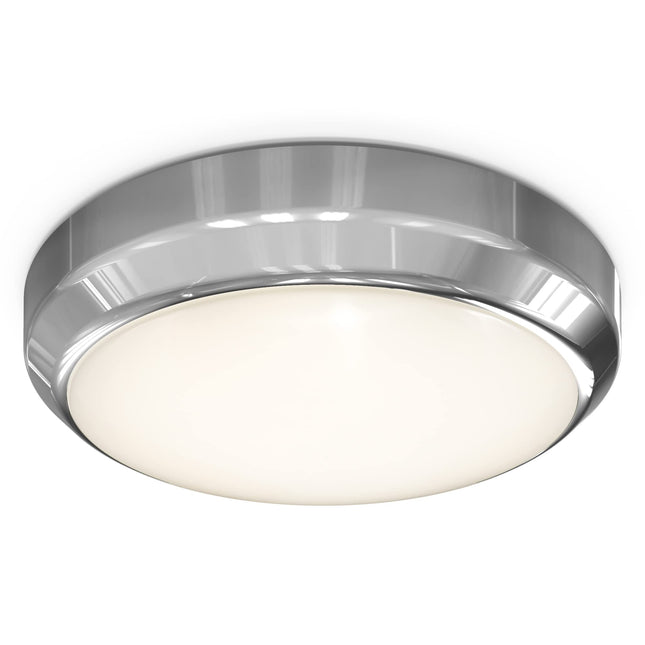 4lite Indoor Or Outdoor Round IP65 Wall/Celling LED Light 13w 1080lm Chrome Bezel Switchable Warm White Cool White