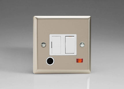 Varilight 13A Switched Fused Spur + Neon + Flex Outlet Satin Chrome XN6FONW