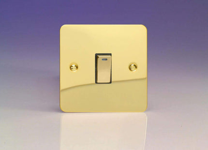 Varilight 1-Gang 20A Double Pole Rocker Light Switch + Neon Indicator Light Polished Brass XFV20ND