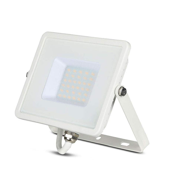 V-TAC VT-30-1 30W SMD Floodlight with Samsung Chip & Cable (with 1 Metre Cable) White 6400K White Body