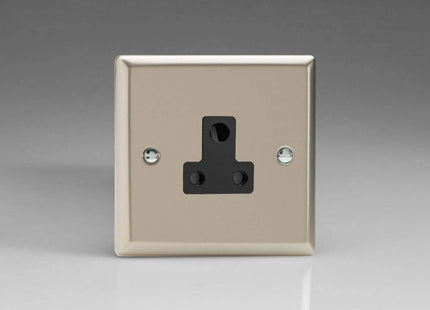 Varilight 1-Gang 5A Round Pin Plug Socket Satin Chrome XNRP5AB