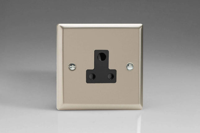 Varilight 1-Gang 5A Round Pin Plug Socket Satin Chrome XNRP5AB