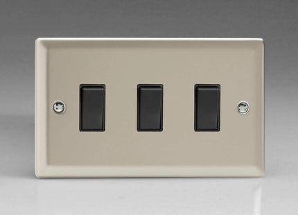Varilight XN93B Rocker Switches 3 Gang Satin Black