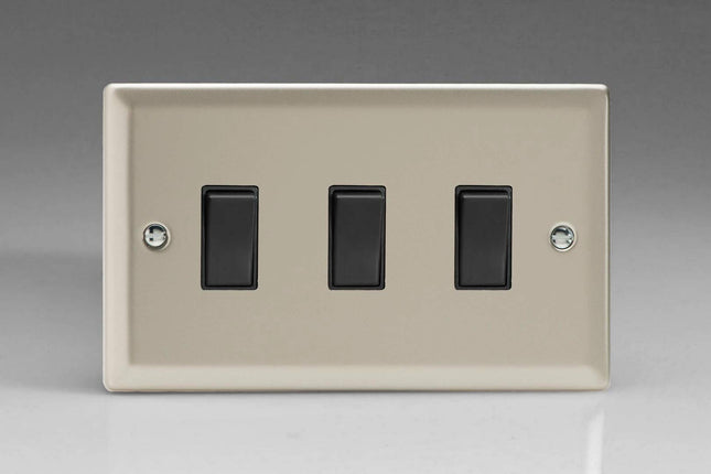Varilight XN93B Rocker Switches 3 Gang Satin Black