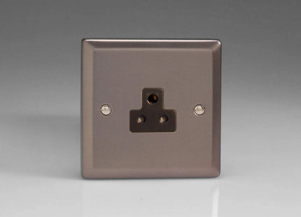 Varilight 1-Gang 2A Round Pin Socket Pewter XRRP2AB