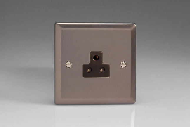 Varilight 1-Gang 2A Round Pin Socket Pewter XRRP2AB