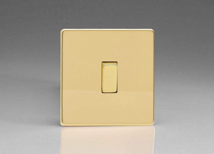 Varilight Flat Plate Screwless Polished Brass 1-Gang Light Switch XDV1S