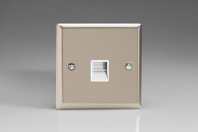 Varilight 1-Gang Telephone Master Plug Socket Satin Chrome XNTMW