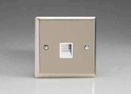 Varilight 1-Gang Telephone Slave (Extension) Plug Socket Satin Chrome XNTSW