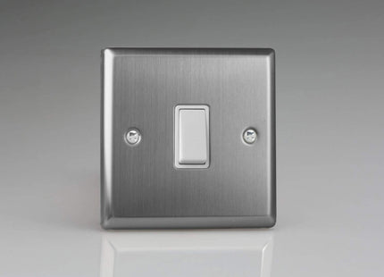 Varilight XT20W Classic Brushed Steel 1-Gang 20A Double Pole Switch
